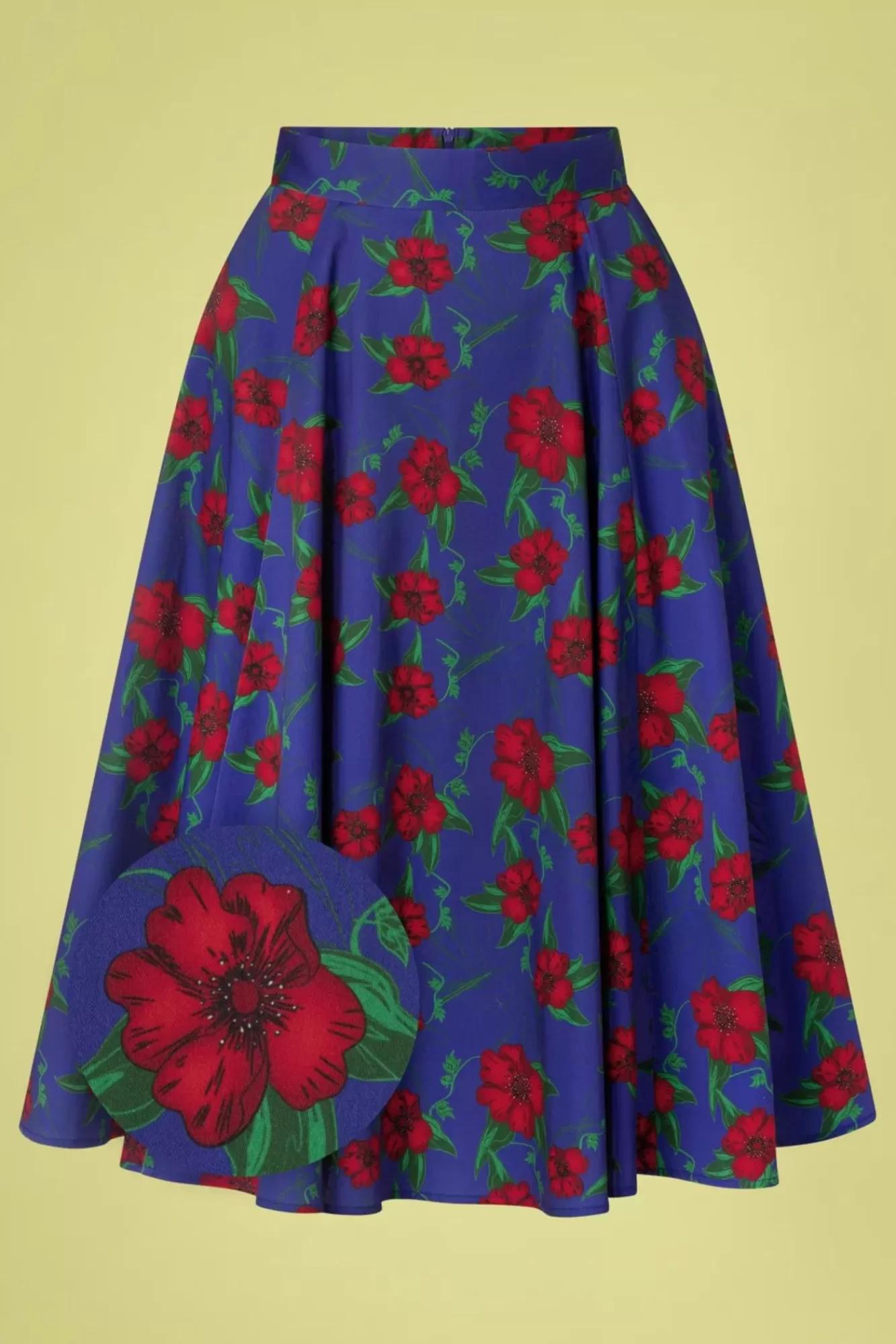 Clearance Topvintage Boutique Collection Exklusiv Bei Topvintage ~ Adriana Floral Swing Rock In Dunkelblau