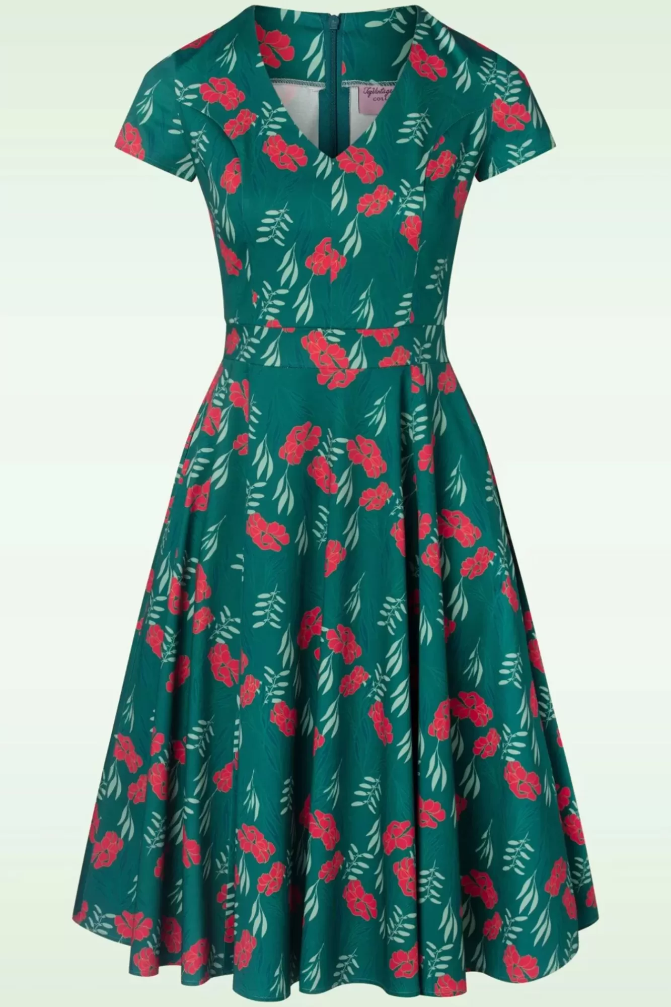 Online Topvintage Boutique Collection Exklusiv Bei Topvintage ~ Olivia Swing Kleid Mit Kurzen Armeln In Blaugrun