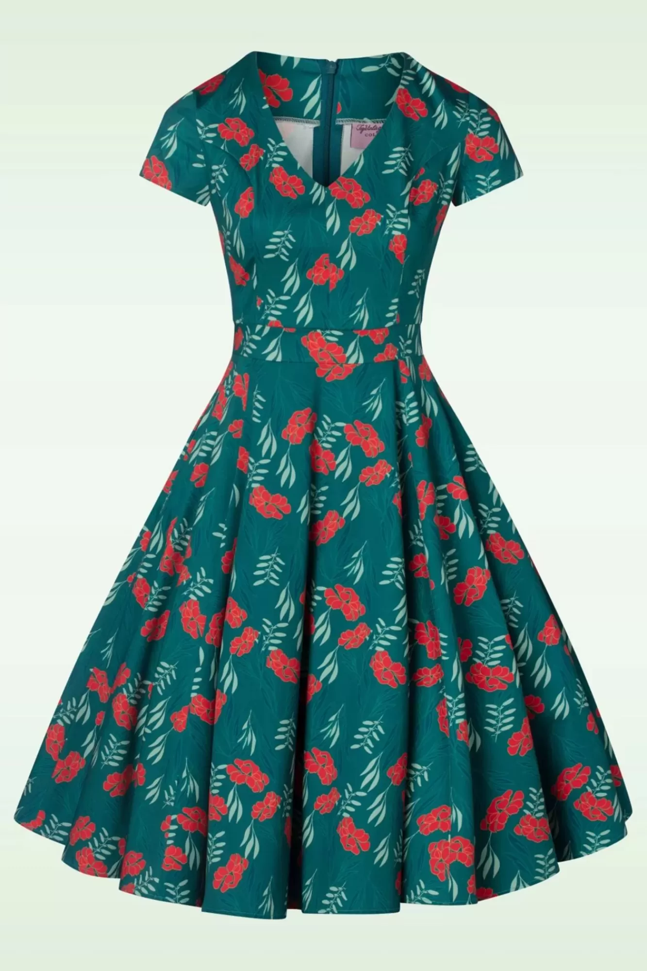Online Topvintage Boutique Collection Exklusiv Bei Topvintage ~ Olivia Swing Kleid Mit Kurzen Armeln In Blaugrun