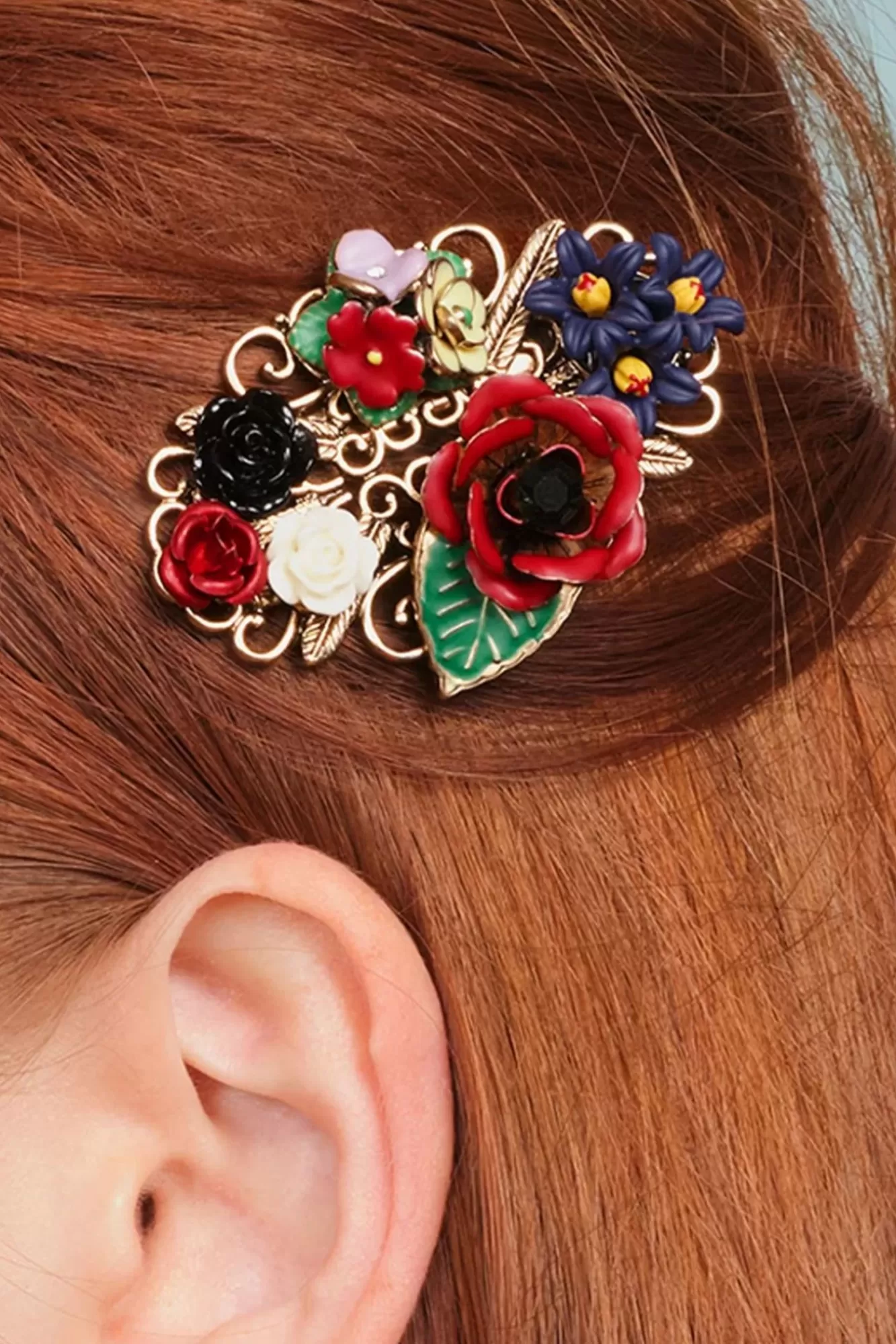 Cheap Lovely Freda Flower Cluster Haarspange Und Brosche In Gold Und Multi