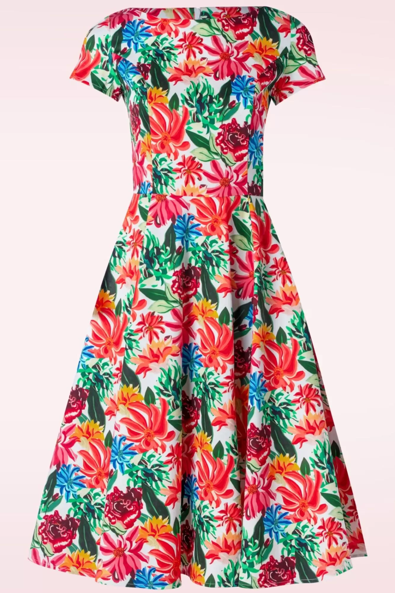 Discount Topvintage Boutique Collection Topvintage Exklusiv ~ Adriana Floral Kurzarm Swing Kleid In Multi